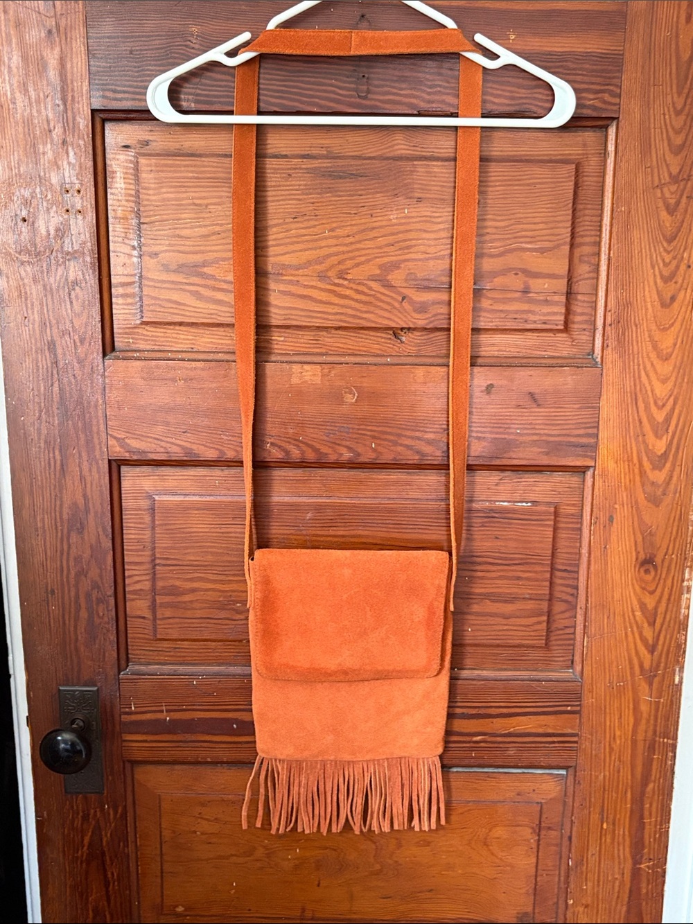 Suede Fringe Bag Orange Crossbody by Indeed